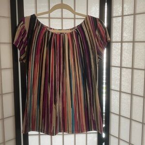 Multicolored Stripe Worthington Dressy Office Tee Petite Medium